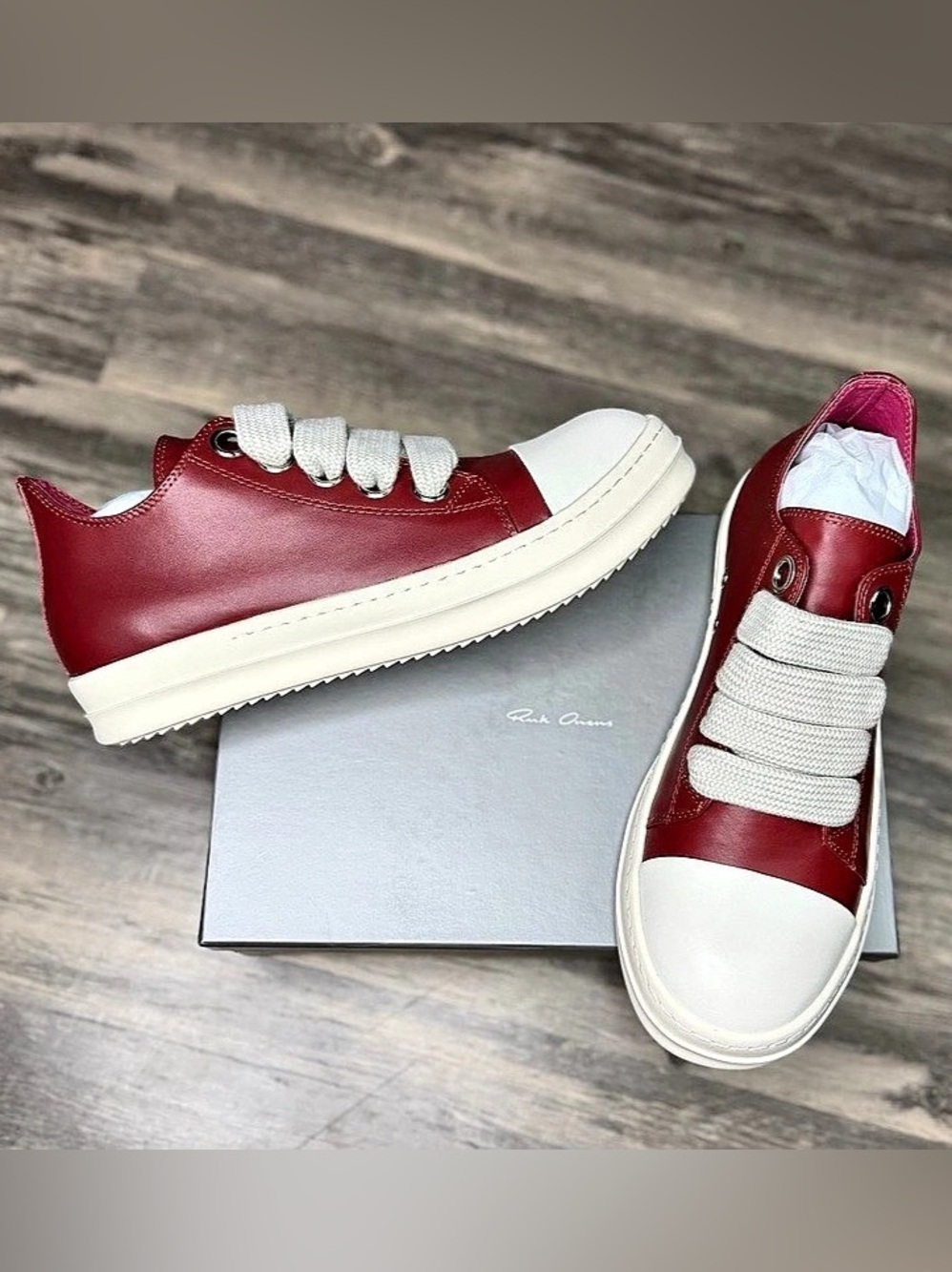 Rick Owens Geobasket Sneakers in Red & White Brand New with box and shopping bag